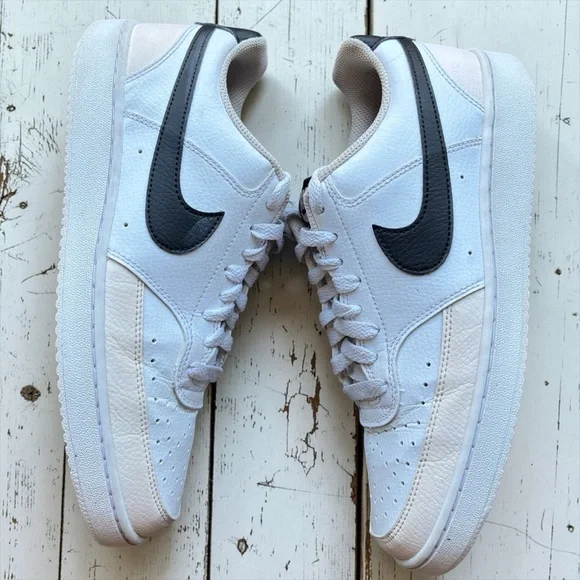 Nike Court Vision Low White/Pink/Black Sneakers Women’s Size 9.5 Leather - Picture 3 of 11